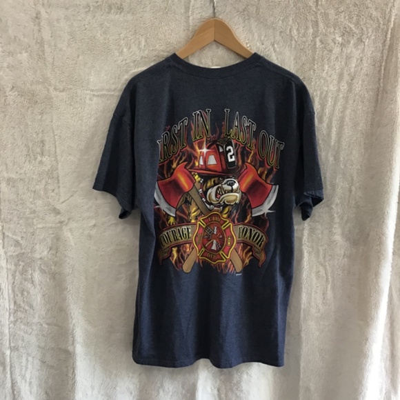 Bulldog Firefighters Mens Size XL 100%Cotton T-Shirt Short Sleeve Navy Blue - Picture 4 of 5